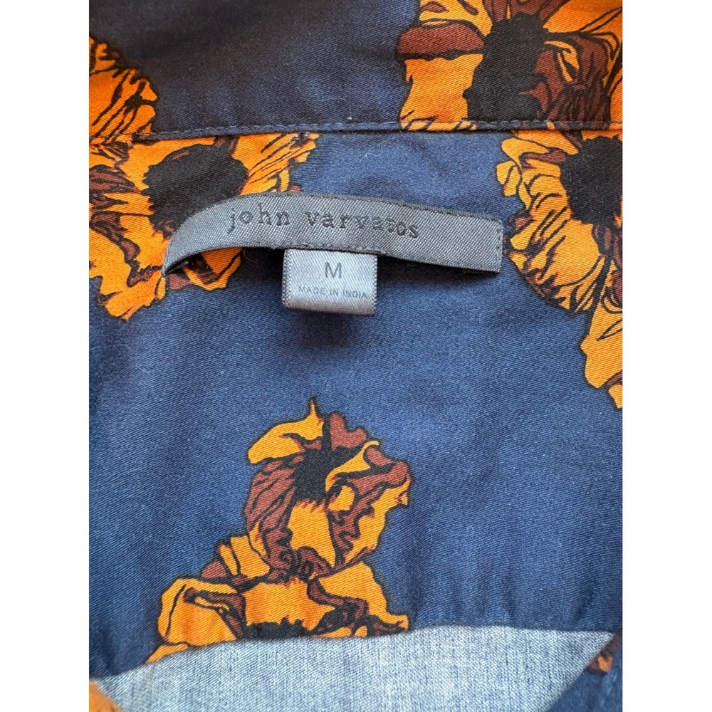 John Varvatos Mens Danny Camp Shirt Poppy Print Button Down Navy Nature Indie - Picture 4 of 9